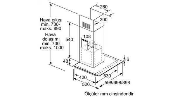 Profilo DVG6D660 Davlumbaz Duvar Tipi 60 Cm - Resim 5