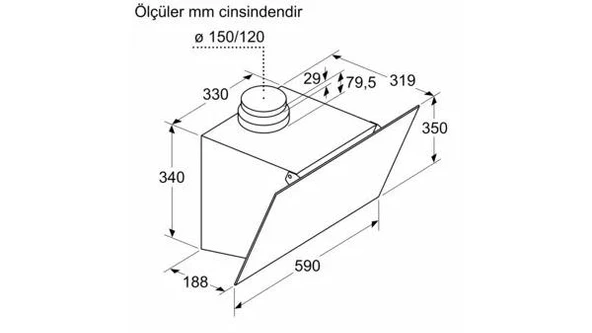 Profilo DVK6J360 Davlumbaz Duvar Tipi Siyah Cam - Resim 7
