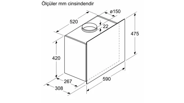 Bosch DWF67AK60T Davlumbaz Duvar Tipi Cam Yüzey 60 cm Siyah - Resim 5