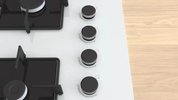 Bosch POP7C2P30O Ocak Ankastre Gazlı Sert Cam Beyaz - Resim 2