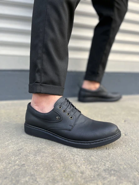 JET-0610 Clasico Bağcıklı Cilt Erkek Günlük Klasik Ayakkabı CST - Mat Siyah ürün görseli