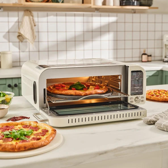 Karaca Vintage Craft Pizza Makinesi ve Airfryer Cream - Resim 7