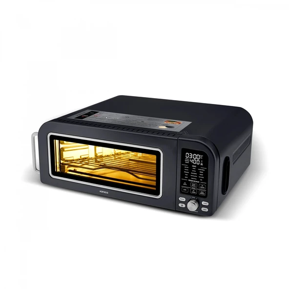 Karaca Multicrust Artisan Retro Pizza Makinesi ve Airfryer Mat Siyah - Resim 6