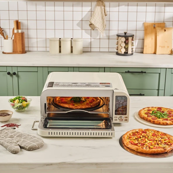Karaca Vintage Craft Pizza Makinesi ve Airfryer Cream - Resim 9