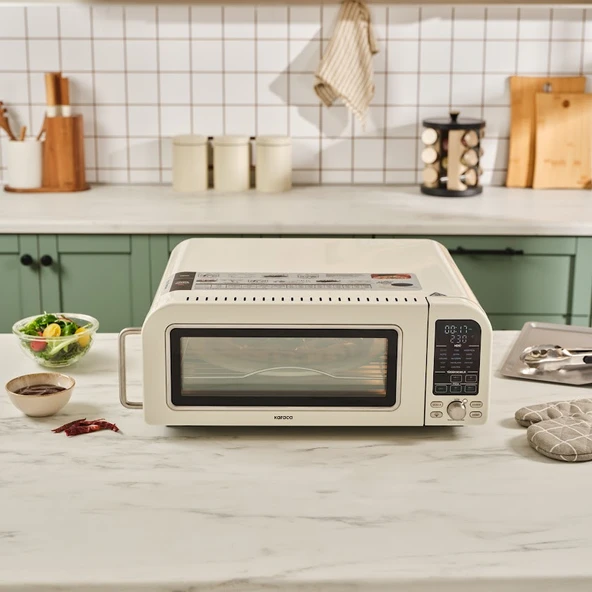 Karaca Vintage Craft Pizza Makinesi ve Airfryer Cream - Resim 3