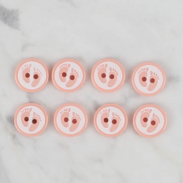 Loren Crafts yavruağzı 8 li ayak izi düğme - 434 - Resim 2