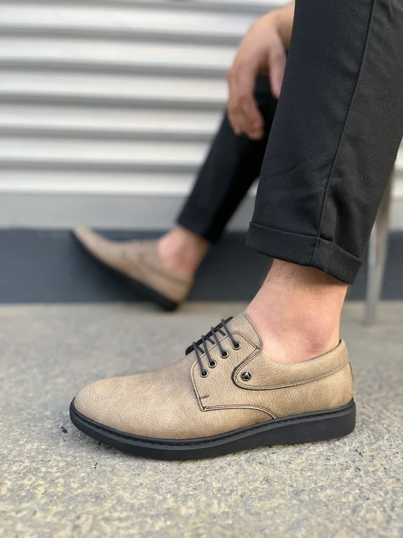 JET-0610 Clasico Bağcıklı Cilt Erkek Günlük Klasik Ayakkabı CST - Gri - Resim 3