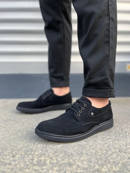 JET-0610 Clasico Bağcıklı Süet Erkek Günlük Klasik Ayakkabı SST - Siyah - Resim 2