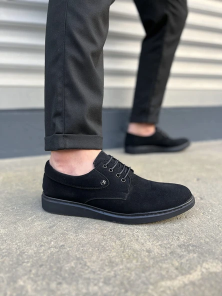 JET-0610 Clasico Bağcıklı Süet Erkek Günlük Klasik Ayakkabı SST - Siyah ürün görseli