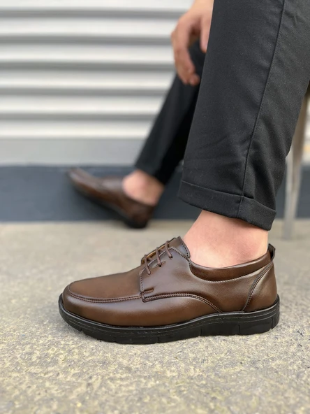 JET-0510 Clasica Bağcıklı Cilt Erkek Günlük Klasik Ayakkabı CST - Kahverengi - Resim 3