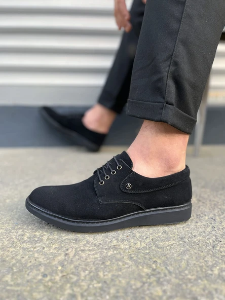 JET-0610 Clasico Bağcıklı Süet Erkek Günlük Klasik Ayakkabı SST - Siyah - Resim 3