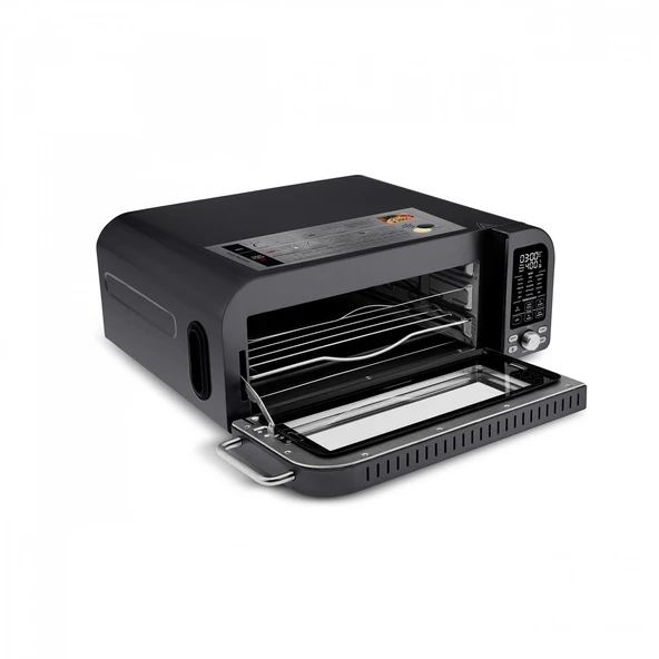 Karaca Multicrust Artisan Retro Pizza Makinesi ve Airfryer Mat Siyah - Resim 7