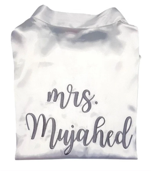 Kişiye Özel Nakışlı Gelin Sabahlığı Mrs. - 3
