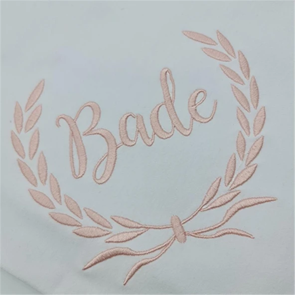 Kişiye Özel Penye Battaniye Laruel Desenli Pudra Pembe - 2