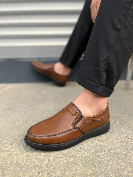 JET-0410 Classique Bağcıksız Cilt Erkek Günlük Klasik Ayakkabı CST - Kahverengi - Resim 3