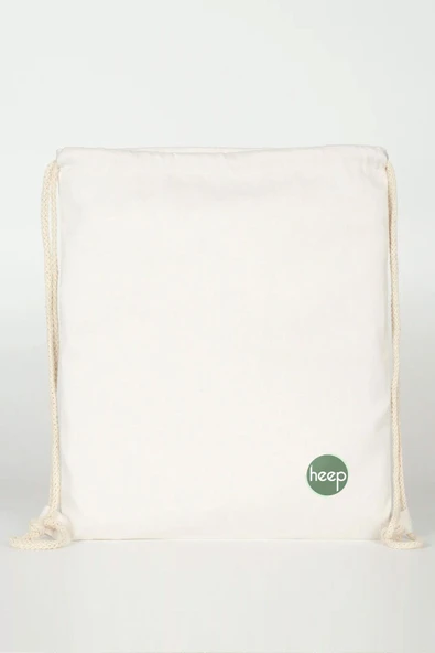 Heep Krem 35x40 cm Unisex Ham Bez Büzgülü Sırt Ayakkabı Çantası - 3
