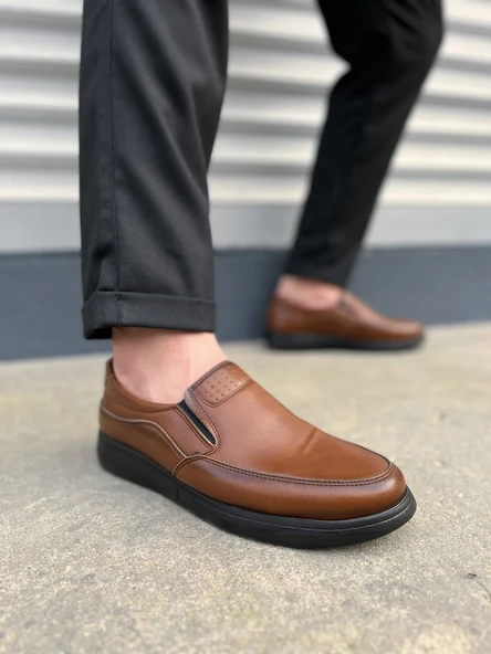 JET-0410 Classique Bağcıksız Cilt Erkek Günlük Klasik Ayakkabı CST - Kahverengi ürün görseli