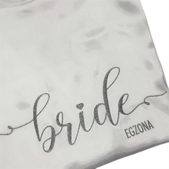 Kişiye Özel Nakışlı Gelin Sabahlığı Gümüş Sim İşlemeli - 3