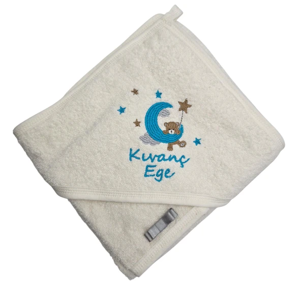 İsimli Kundak Havlusu ve Bornoz 0-3 Yaş Ayıcık Temalı - 3