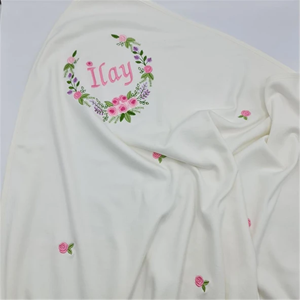 Kişiye Özel Penye Battaniye Rococo Desenli Pembe - 3