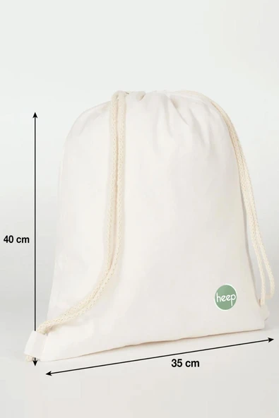 Heep Krem 35x40 cm Unisex Ham Bez Büzgülü Sırt Ayakkabı Çantası - 2