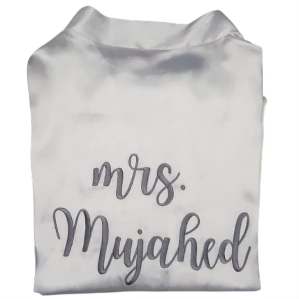 Kişiye Özel Nakışlı Gelin Sabahlığı Mrs. - 1