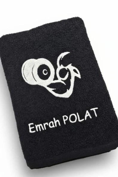 İsimli Fitnes  Antreman Havlusu Siyah 50x90 cm - Resim 2