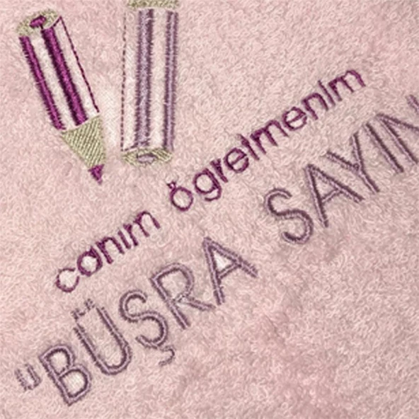 Kişiye Özel Canım Öğretmenim Nakışlı Havlu 30x50 - Resim 2