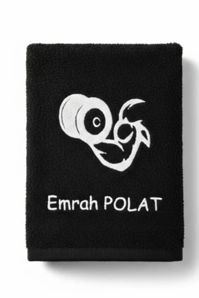 İsimli Fitnes  Antreman Havlusu Siyah 50x90 cm ürün görseli