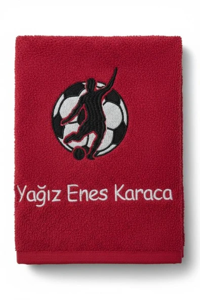 Kişiye Özel İsimli Futbolcu Nakışlı Antrenman Havlusu – Antrasit Sporcu El Havlusu 50x90 cm - 5