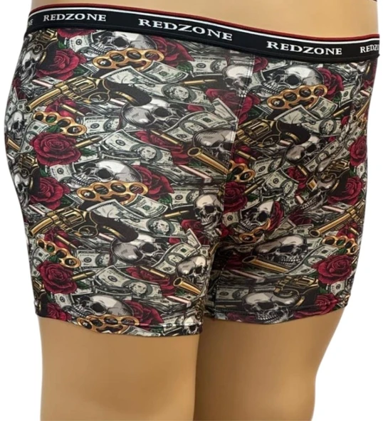 Kurukafa Desenli Dijital Baskılı Büyük Beden Likralı Boxer ürün görseli