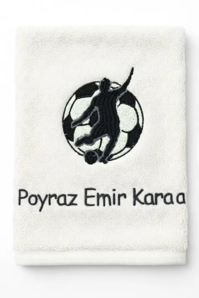 Kişiye Özel İsimli Futbolcu Nakışlı Antrenman Havlusu – Antrasit Sporcu El Havlusu 50x90 cm - 11