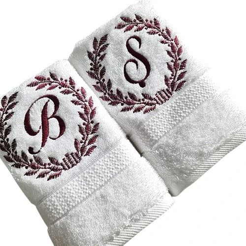 Nakışlı Pamuk-coton Havlu Harfli 2 li set - Resim 2
