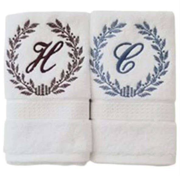 Nakışlı Pamuk-Coton Havlu Harfli 2 li set ürün görseli