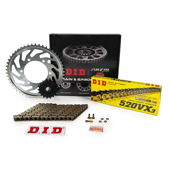 ZİNCİR DİŞLİ SETİ CF MOTO NK 650cc ZİNCİR: DID-520VX3 Gold-118 ÖN-ARKA DİŞLİ : SUNSTAR 14T-46T 2022-2023 ürün görseli