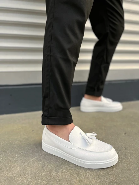 JET-153 Bloom Bağcıksız Püsküllü Cilt Erkek Günlük Spor Klasik Ayakkabı CBT - Beyaz ürün görseli