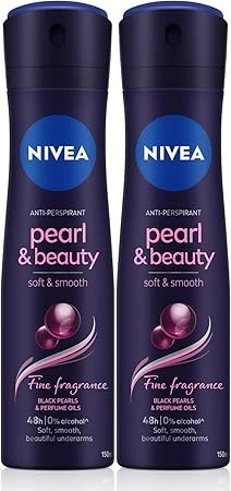 NIVEA Kadın Sprey Deodorant Pearl&Beauty Fine Fragrance,48 Saat Anti-perspirant Koruma 150ml x2 Adet ürün görseli