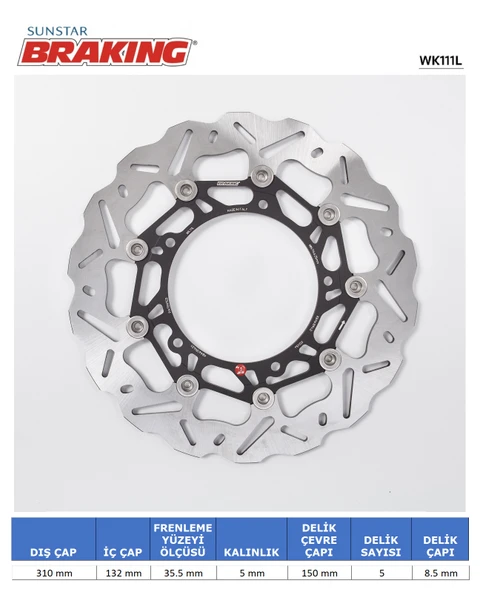 YAMAHA R6 FZ8 XTZ 1200 DALGALI ÖN PERFORMANS FREN DİSKİ ÖN SOL 2006-2010 ürün görseli