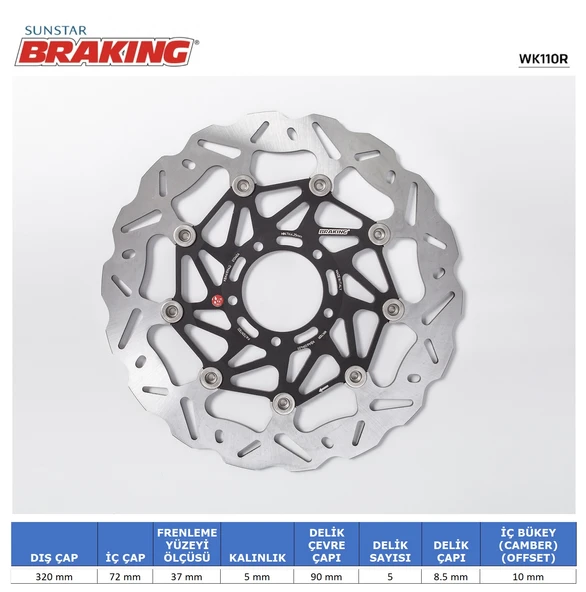 DUCATI DALGALI ÖN PERFORMANS FREN DİSKİ DUCATI X DIAVEL 1260cc ÖN SAĞ 2016-2018 ürün görseli