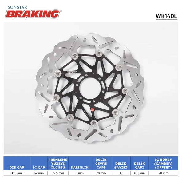 HONDA CRF 1000-1100 TRANSALP 750 DALGALI ÖN PERFORMANS FREN DİSKİ ÖN SOL 2023-2024 ürün görseli