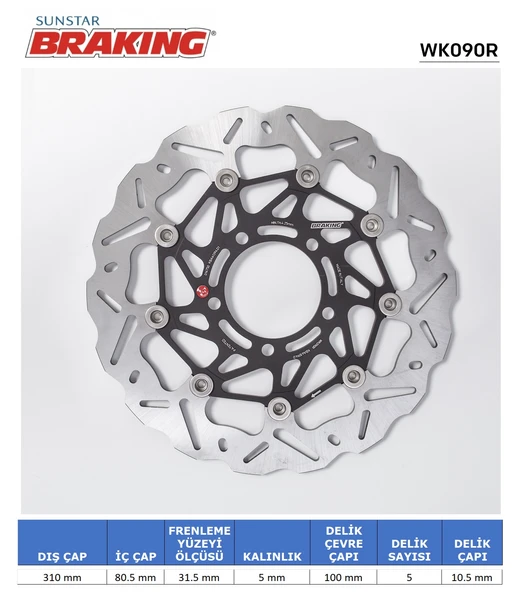 KAWASAKI DALGALI ÖN PERFORMANS FREN DİSKİ KAWASAKI ZZR ZX-14R 1400cc ÖN SAĞ 2006-2020 ürün görseli