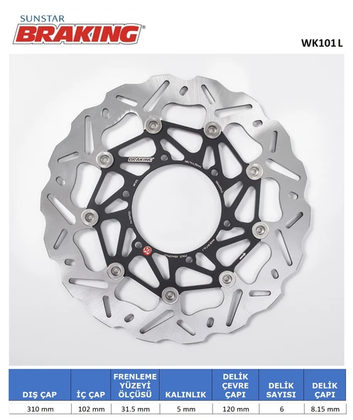 DALGALI ÖN PERFORMANS FREN DİSKİ SUZUKI GSX-R 750cc ÖN SOL 2008-2017 ürün görseli