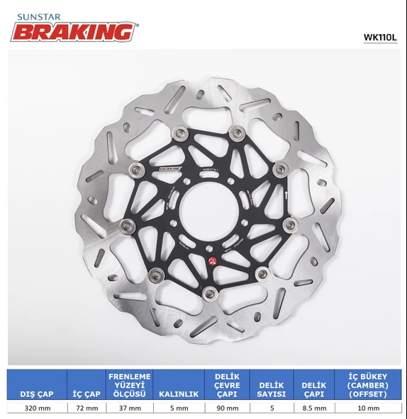 DUCATI DALGALI ÖN PERFORMANS FREN DİSKİ DUCATI X DIAVEL 1260cc ÖN SOL 2016-2018 ürün görseli