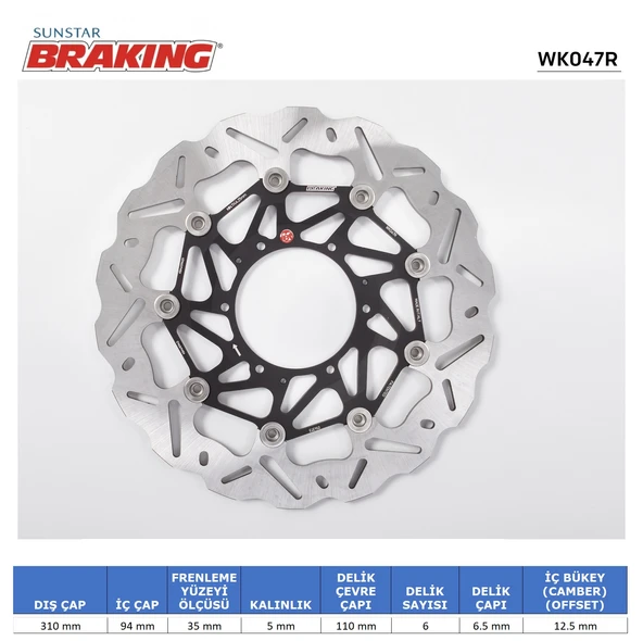 HONDA CBR 600 RR CB 1000 R DALGALI ÖN PERFORMANS FREN DİSKİ ÖN SAĞ 2014-2016 ürün görseli