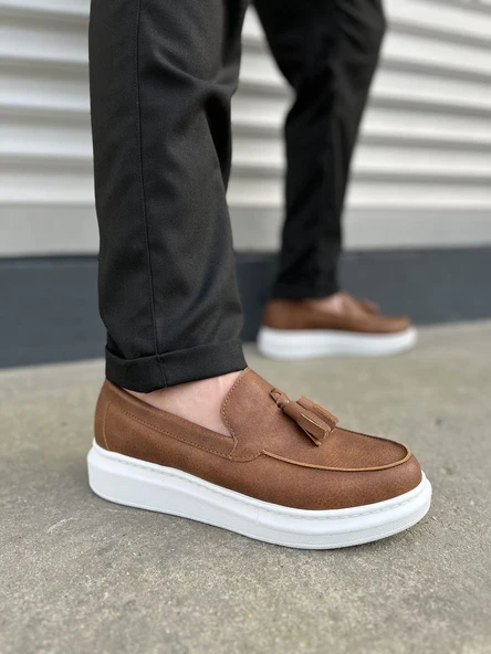 JET-154 Blaze Bağcıksız Püsküllü Cilt Erkek Günlük Spor Klasik Ayakkabı CBT - Taba ürün görseli