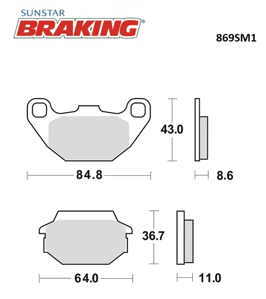 YARI METALİK FREN BALATASI SYM JOYRIDE 200cc ARKA 2001-2007-2009 - Resim 2