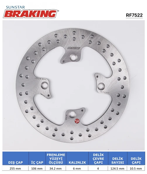 TRIUMPH YUVARLAK ARKA FREN DİSKİ TRIUMPH TIGER XR X T 800cc 2015-2020 ürün görseli