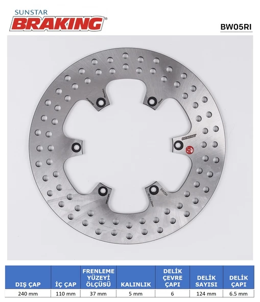 BMW F650 APRILIA PEGASO 650 YUVARLAK ARKA FREN DİSKİ BMW G 650 GS 650cc ARKA 2009-2016 ürün görseli