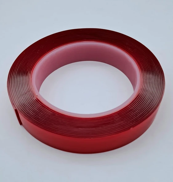 ÇİFT TARAFLI BANT 20MM 5MT KIRMIZI ŞEFFAF UNIVERSAL cc - 1