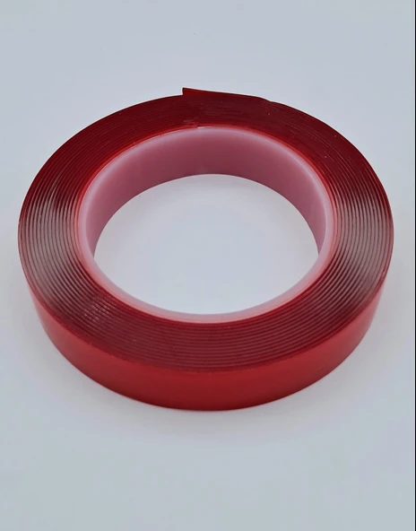 ÇİFT TARAFLI BANT 15MM 5MT KIRMIZI ŞEFFAF 1 PAKET = 5 ADET UNIVERSAL cc - 1